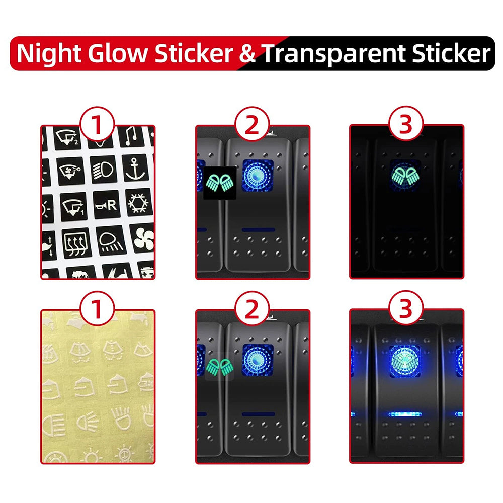 2 Gang Rocker Switch Panel Blue LED Waterproof Car Marine Boat RV 12V 24V