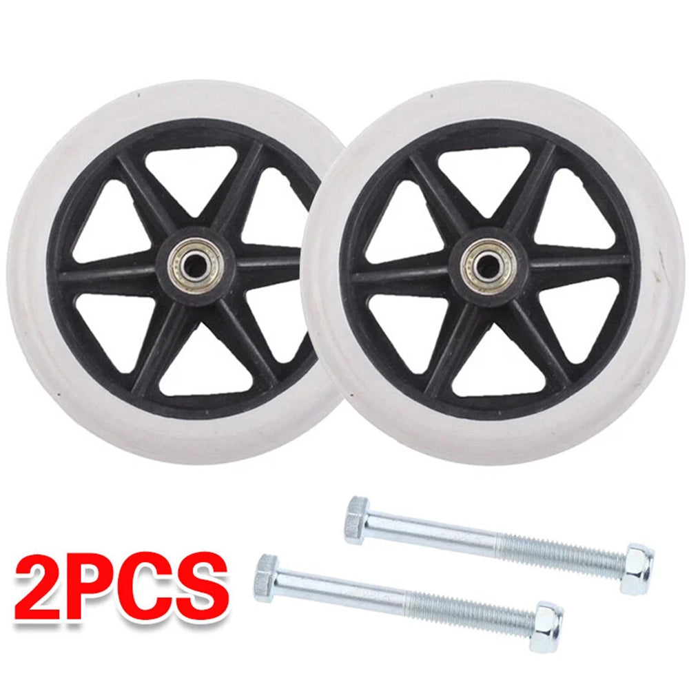 2x 7" Heavy Duty Wheelchair Replacement Front Wheel Smooth-Caster Solid Wheels