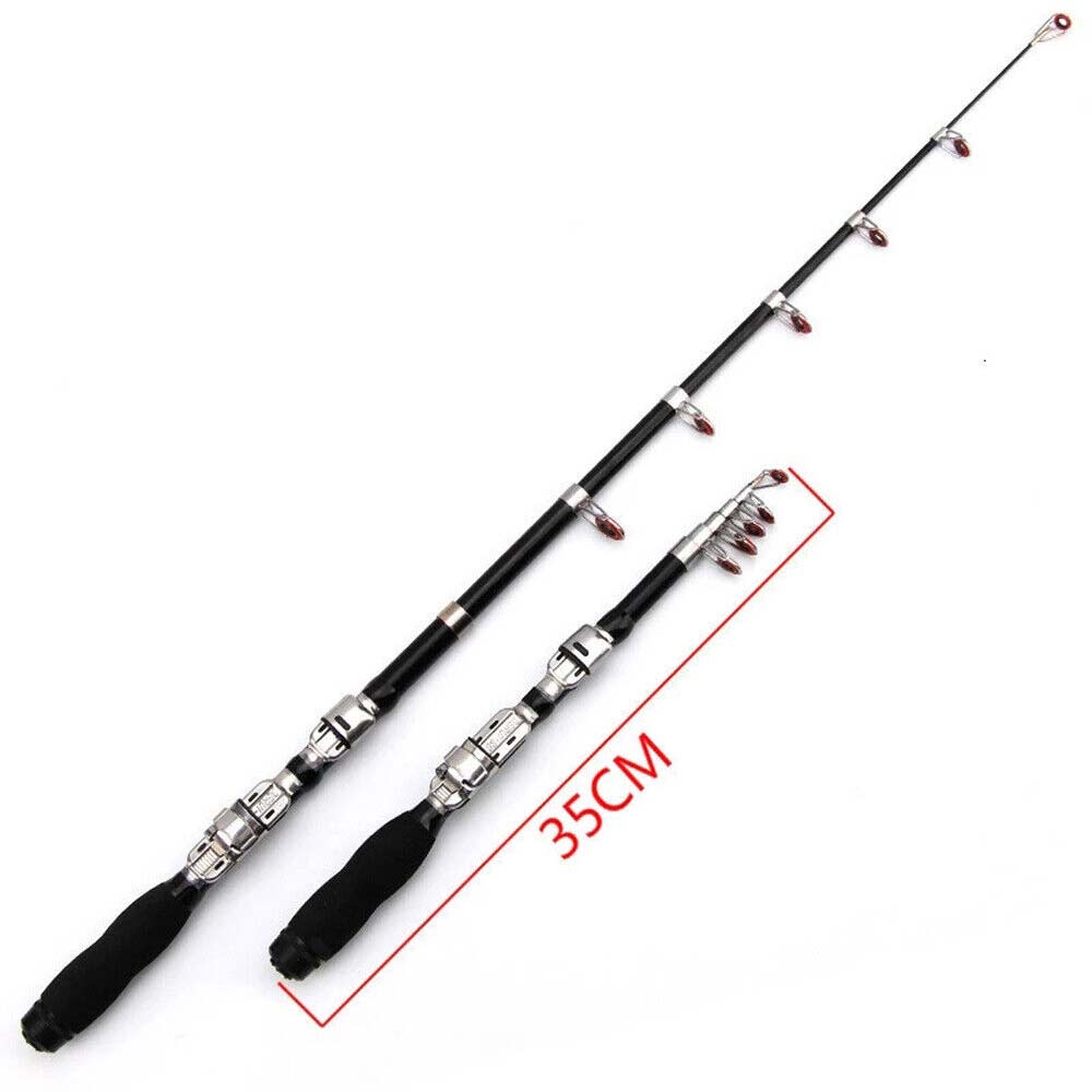 Carbon Fiber Telescopic Fishing Rod Portable Travel Spinning Pole Sea-Freshwater