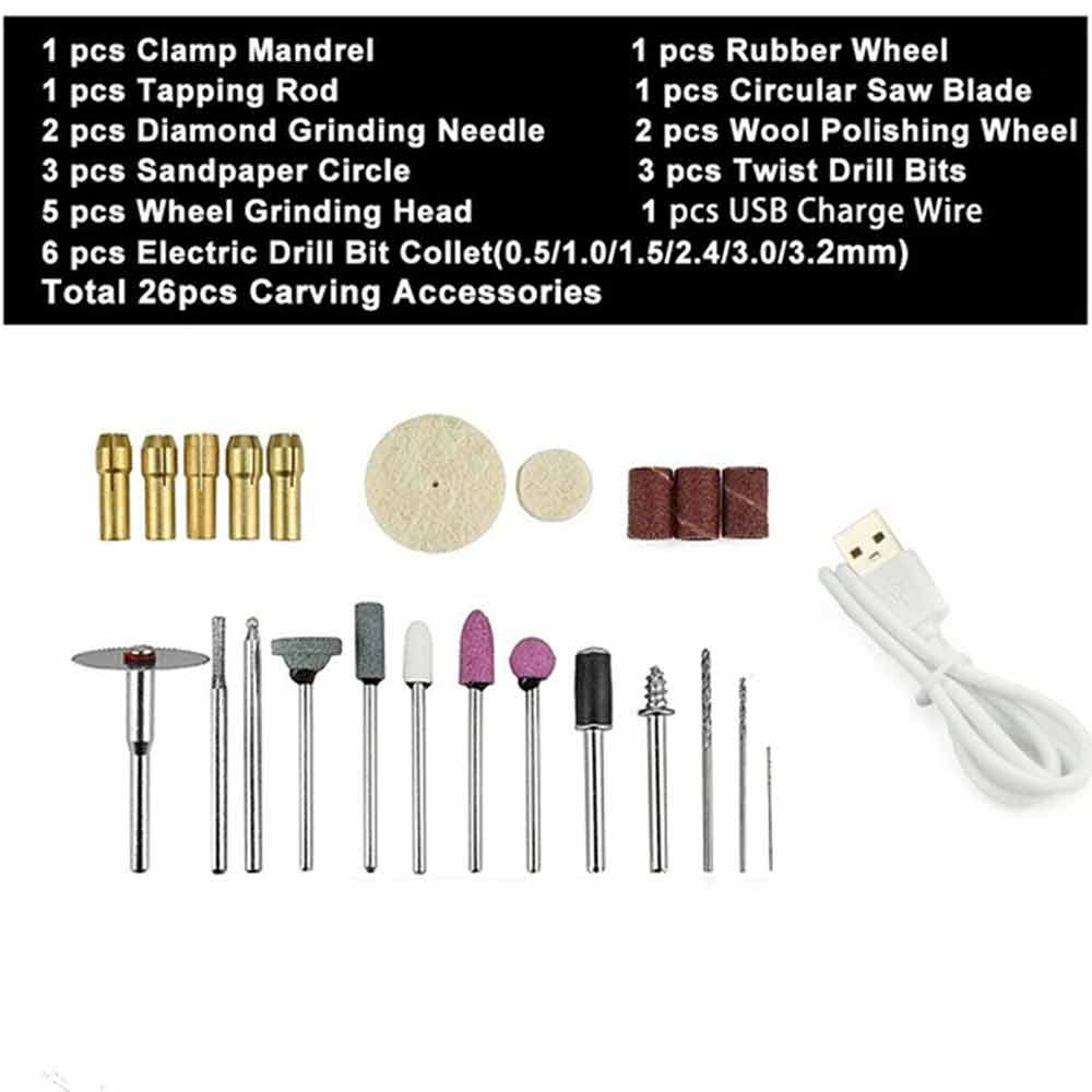 Mini Electric Grinding Pen Rotary Drill Grinder Cordless USB Engraving Tool Kit