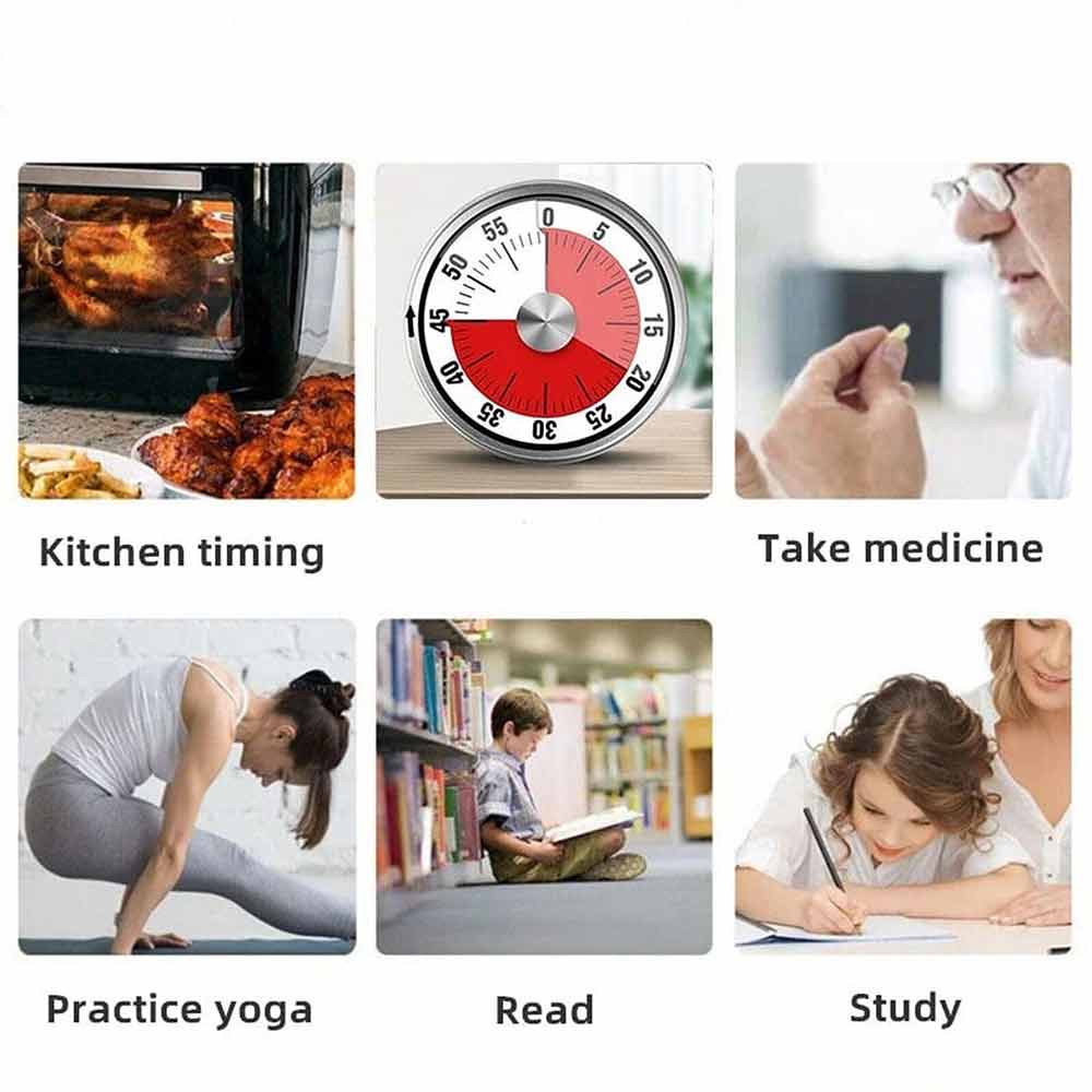 Kitchen Timer,Mechanical Stainless Steel Timer with Loud Alarm for Cooking