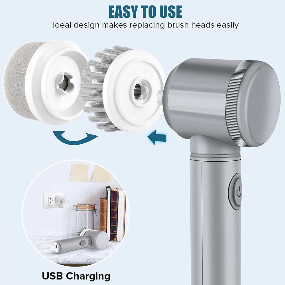 Cordless Electric Spin Scrubber - Powerful Turbo Cleaning Brush, Rechargeable Bath & Floor Scrubber