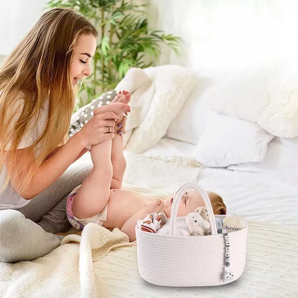 Nappy Caddy,Baby Diaper Caddy Organiser, Portable Nursery Storage Basket