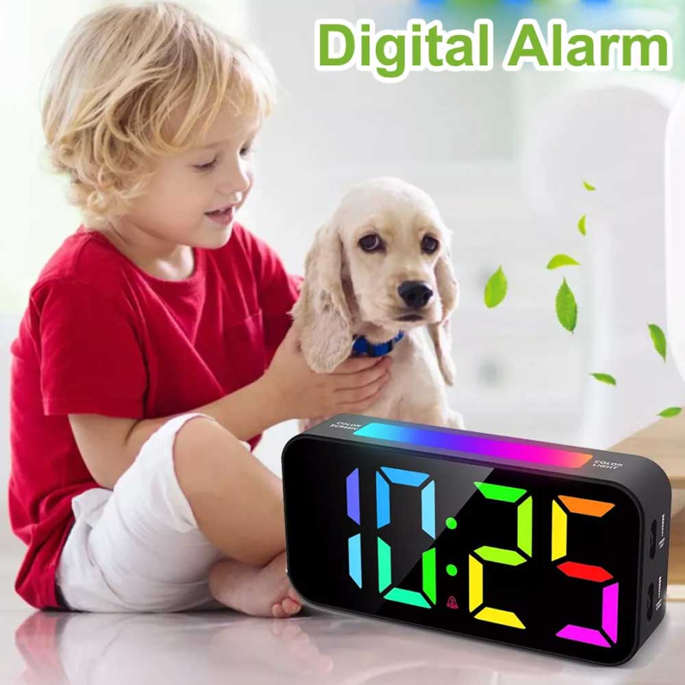 Digital Alarm Clock for Heavy Sleeper Bedroom LED Display Night Light w/ Shaker