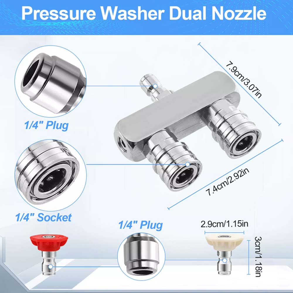 Dual Nozzle Pressure Washer – 1/4" Quick Connect Spray Tips (0° Red & 40° White)
