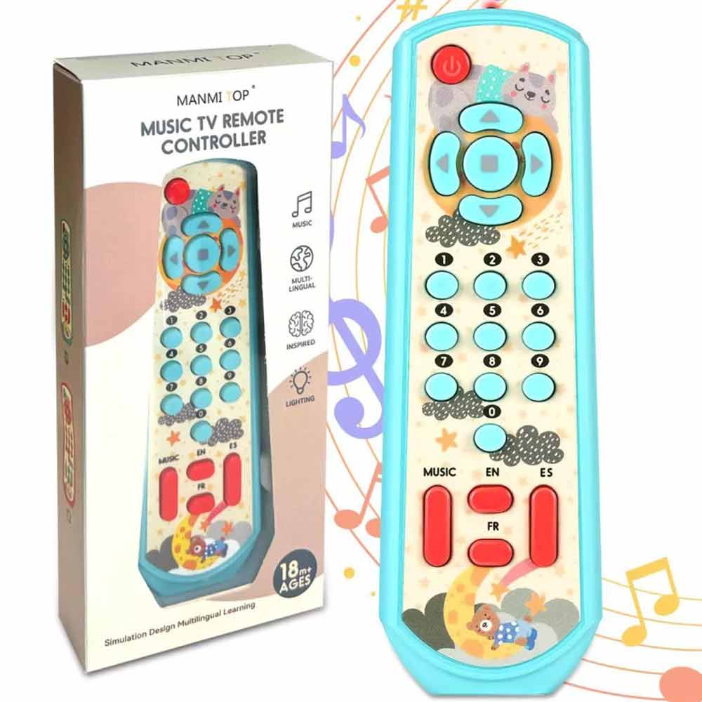 Toddler Play Set Baby TV Remote Control Sensory Toy Lighting Music Buttons Blue