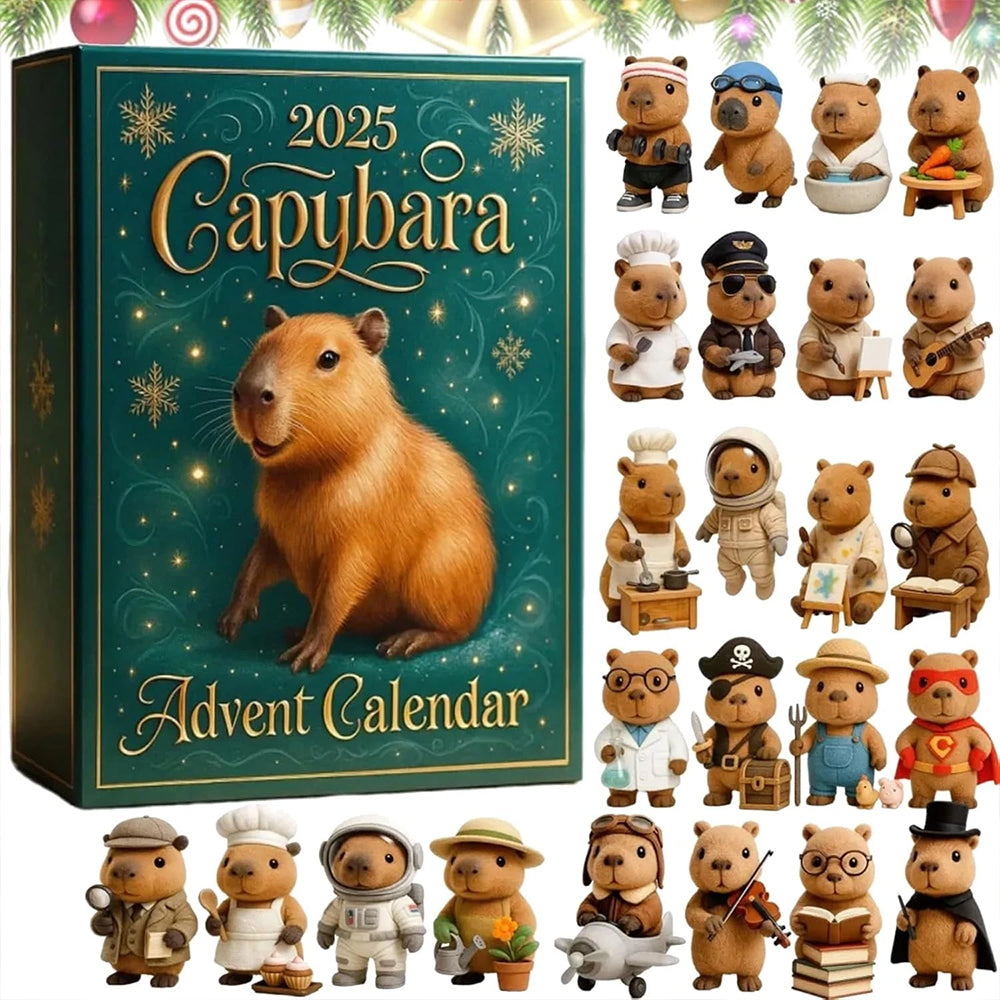 Capybara Countdown to Christmas 2025 - 2D Acrylic Advent Calendar with 24 Ornaments