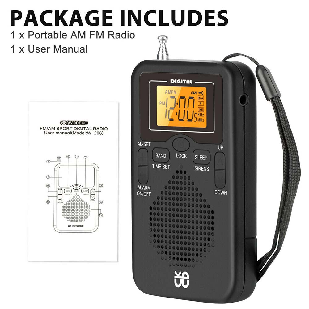 Mini Portable Pocket Digital LCD AM FM Radio Battery Powered Receiver Speaker