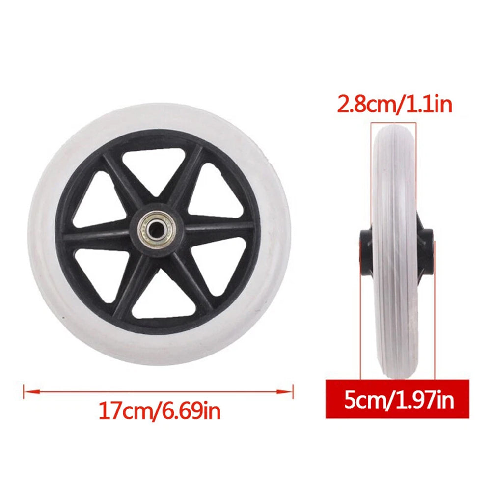 2x 7" Heavy Duty Wheelchair Replacement Front Wheel Smooth-Caster Solid Wheels