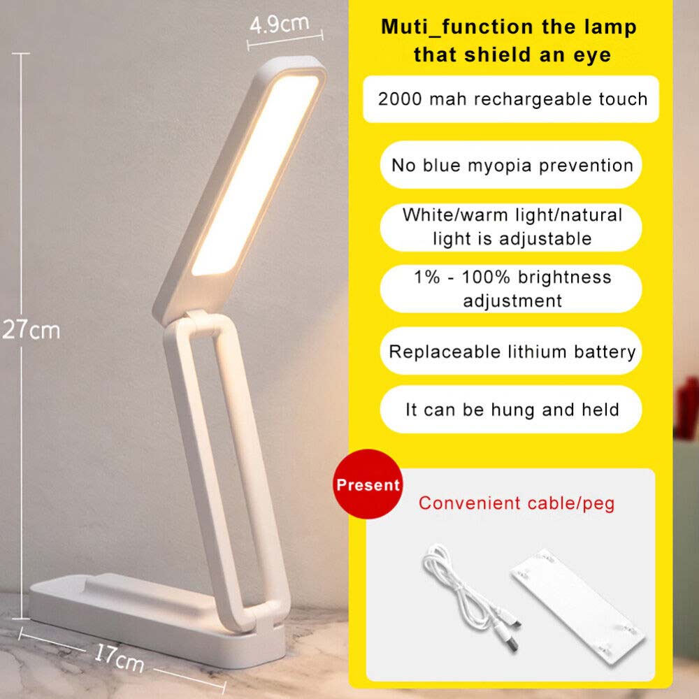 Foldable LED Desk Table Lamp Touch Dimmable Bedside Reading Study Night Light