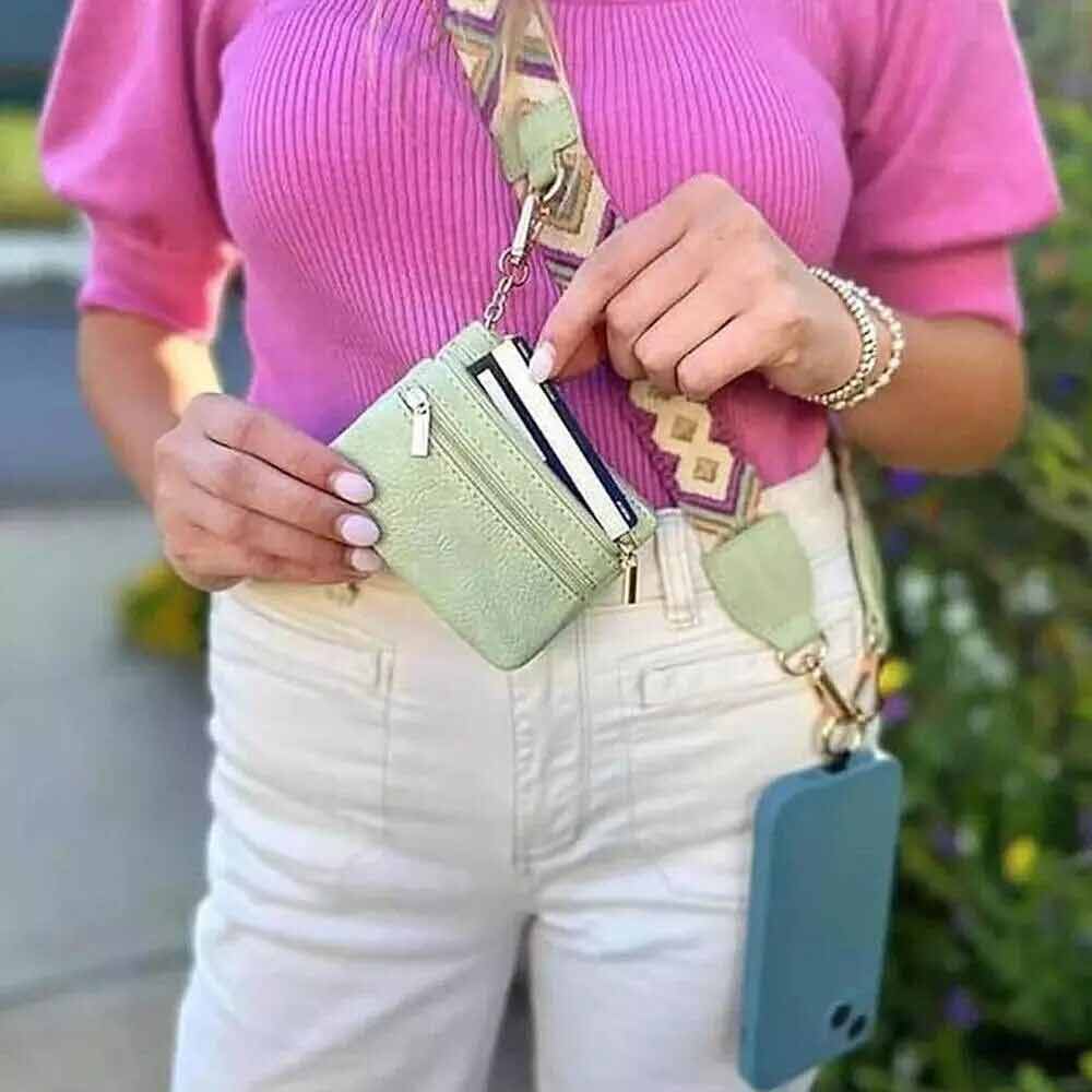 Crossbody Phone Chain with Zipper Wallet Pouch Phone Strap With Zippered Pouch