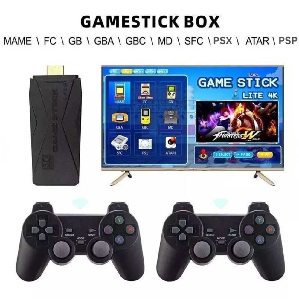 40000+ 4K HDMI 128GB Retro Game Stick Console 2X Wireless Controller TV Video Games