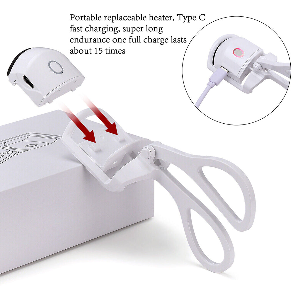 Electric Heated Curling Eyelash Tool Double Eyelash Curler USB Rechargeable