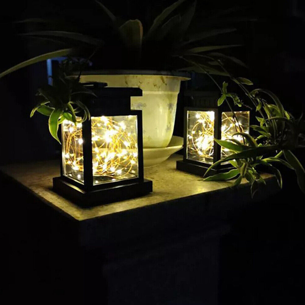 LED Solar Powered Hanging Lantern Lights Waterproof Outdoor Garden Table Lamp