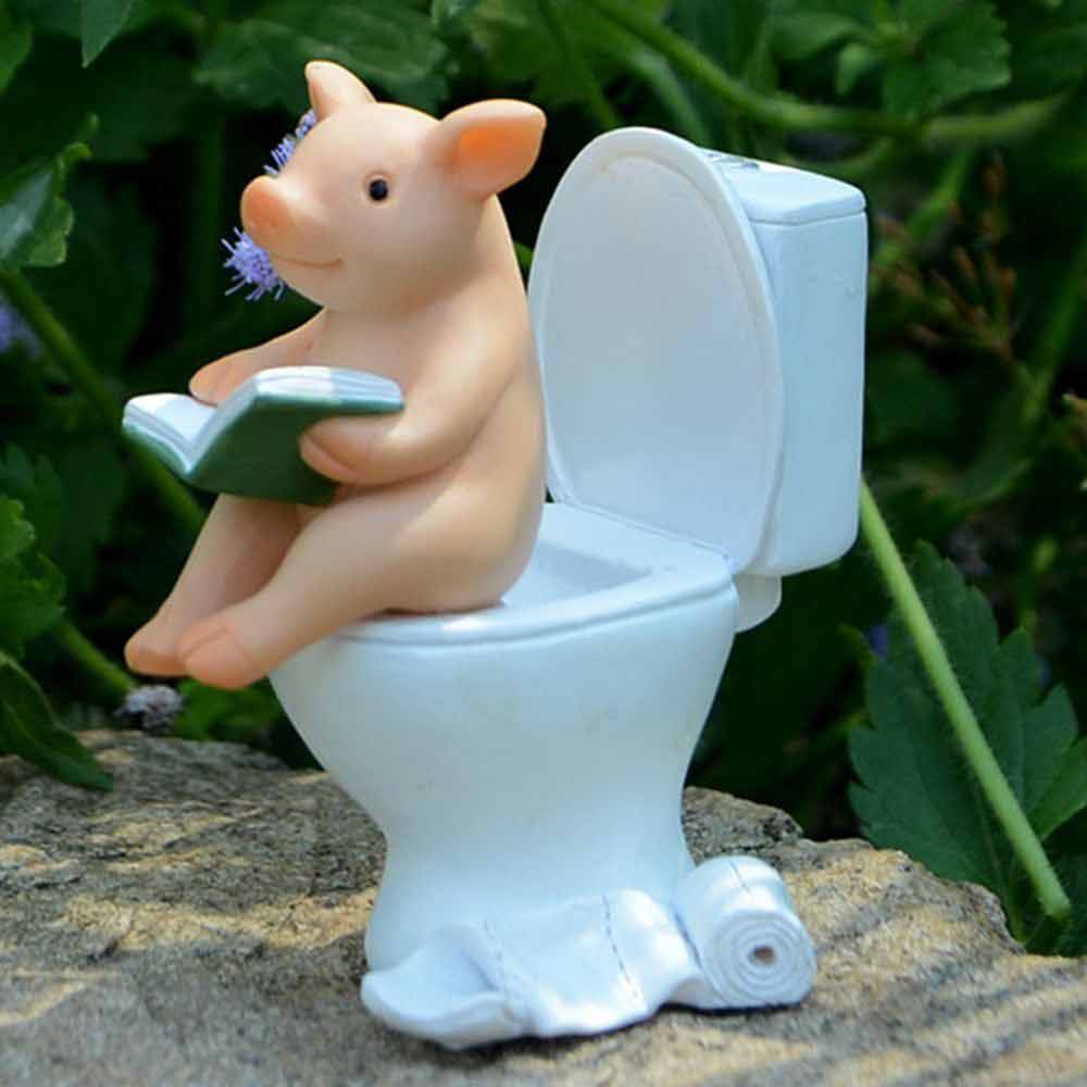 Cute Pig Statue Mini Landscape Figurine Desktop Decoration Miniature Resin Craft