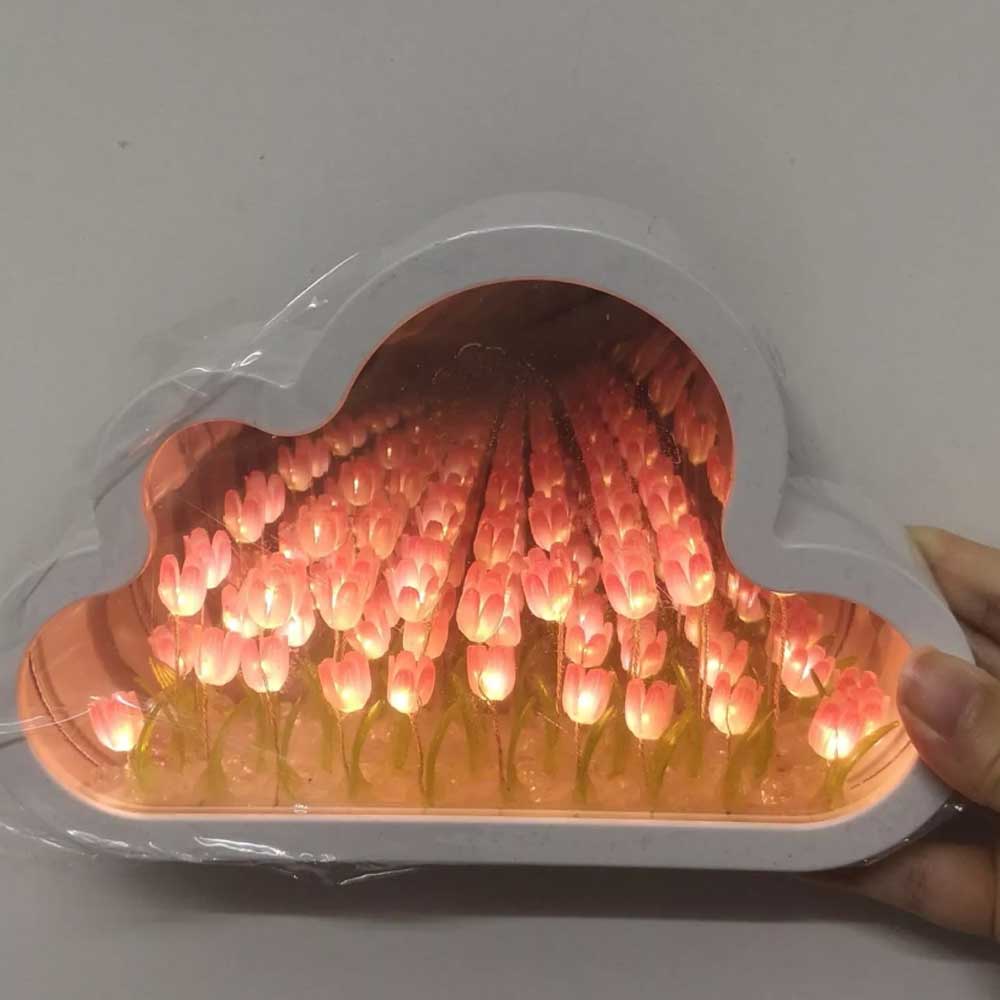 Handmade Cloud Tulip Lamp Night Light LED Flower Light Home Mirror Decoration