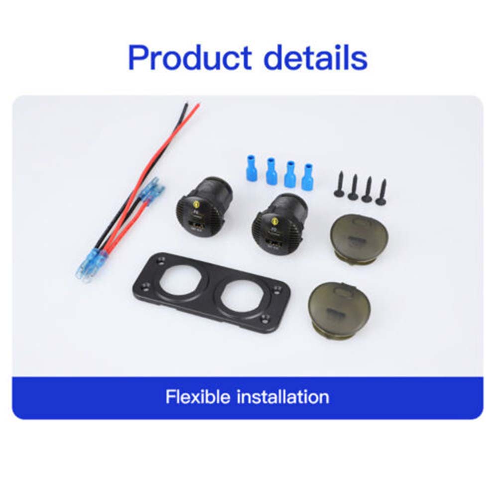 12-24V Car Charger Adapter Mount Panel 2x QC 3.0 + 2x PD Fast Dual Type-CUSB