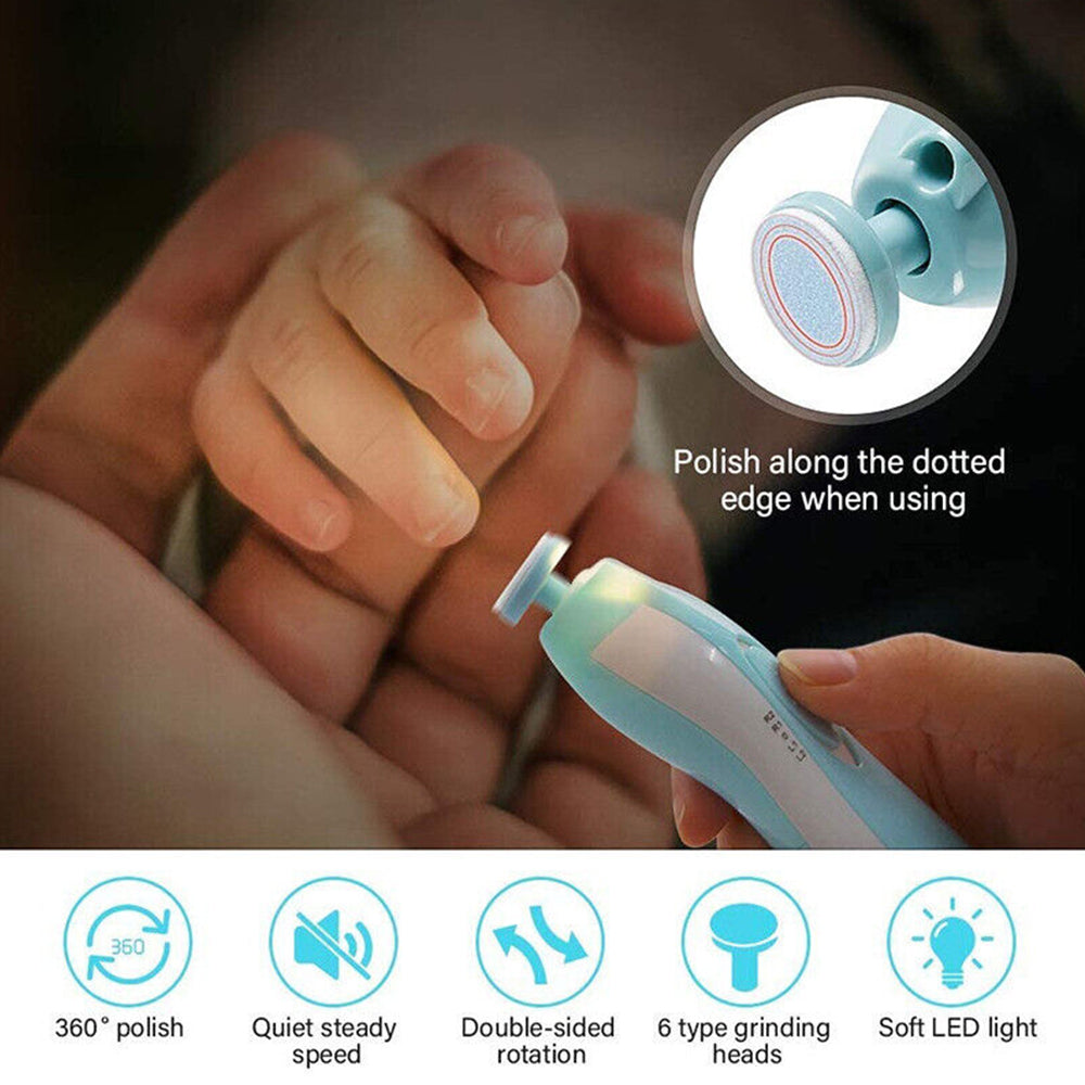 Electric Baby Nail Trimmer Infant Newborn Safe Grinder Clipper Tools Set