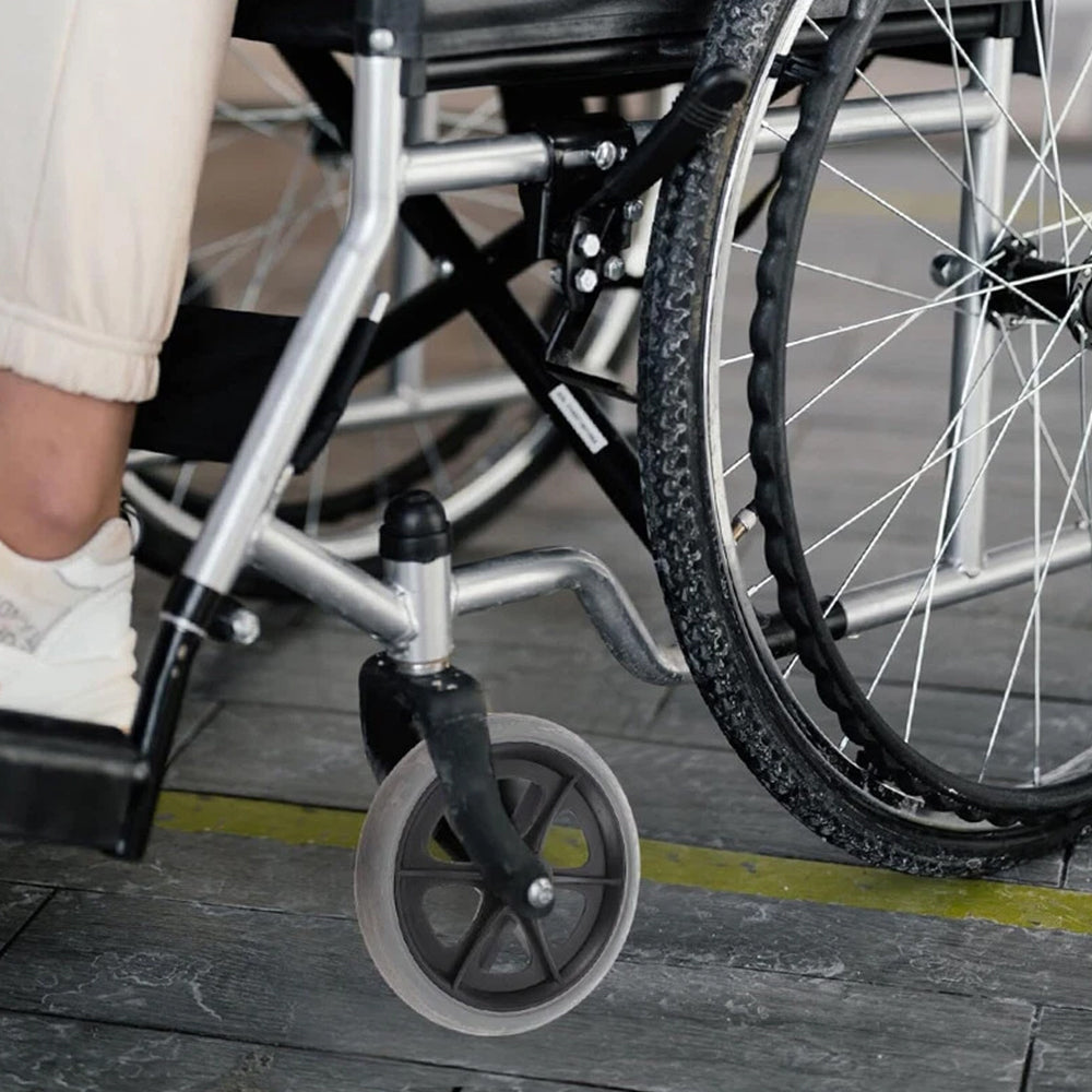 2x 7" Heavy Duty Wheelchair Replacement Front Wheel Smooth-Caster Solid Wheels