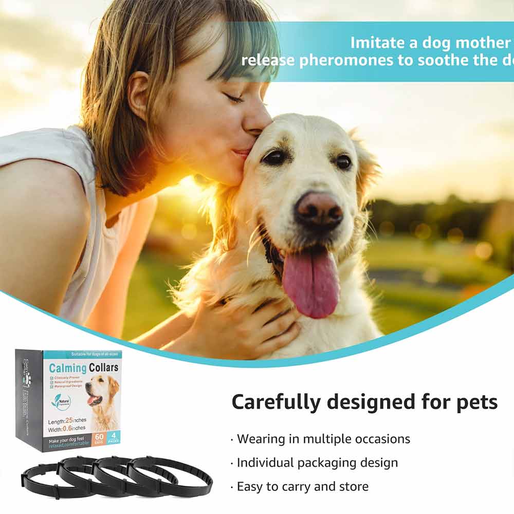 4-Pack Dog & Cat Calming Collars – 60-Day Pheromone Relief for Anxiety, Travel & Storm Stress