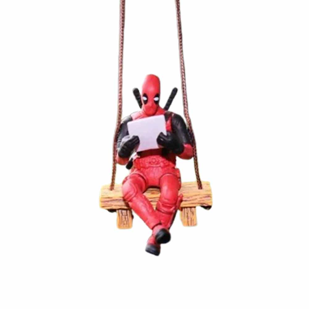 Deadpool Car Interior Decoration Cute Swing Reading Book Rearview Mirror Pendant