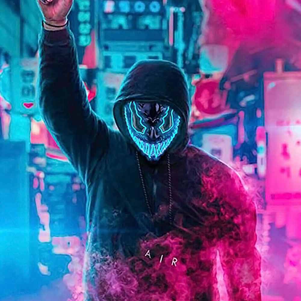 LED Light Up Neon Mask Halloween Venom Mask Halloween Costume Scary Cosplay