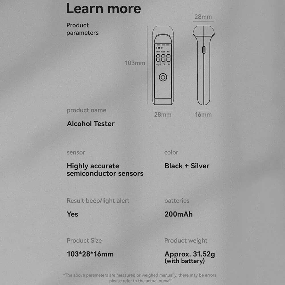 Digital Breath Breathalyzer Test Alcohol Tester Analyzer Detector Rechargeable