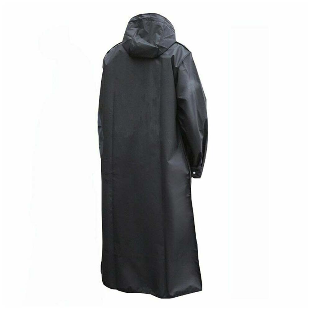 Mens Waterproof Long Raincoat Rain Coat Black Hooded Trench Jacket OutdoorHiking