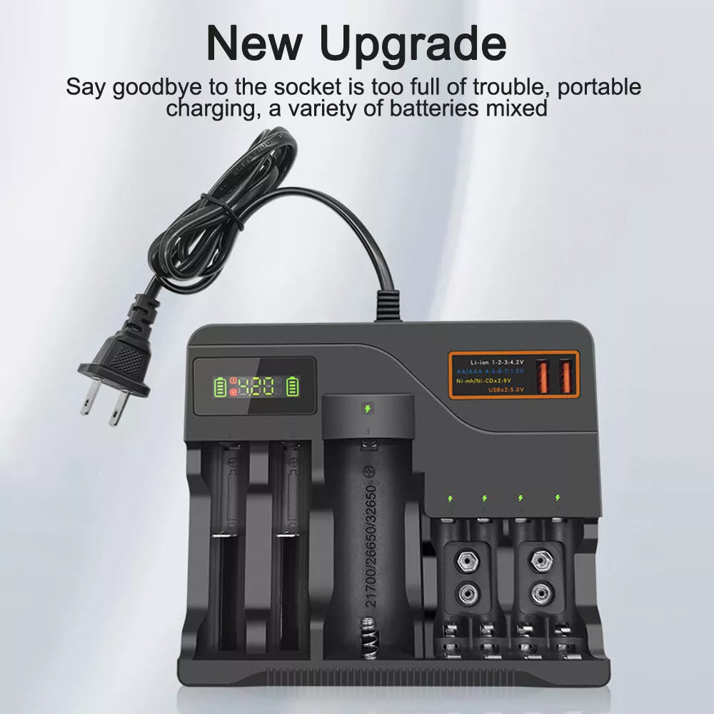 LCD Smart Battery Charger For AAA AA 9V Ni-MH Ni-CD Rechargeable Batteries