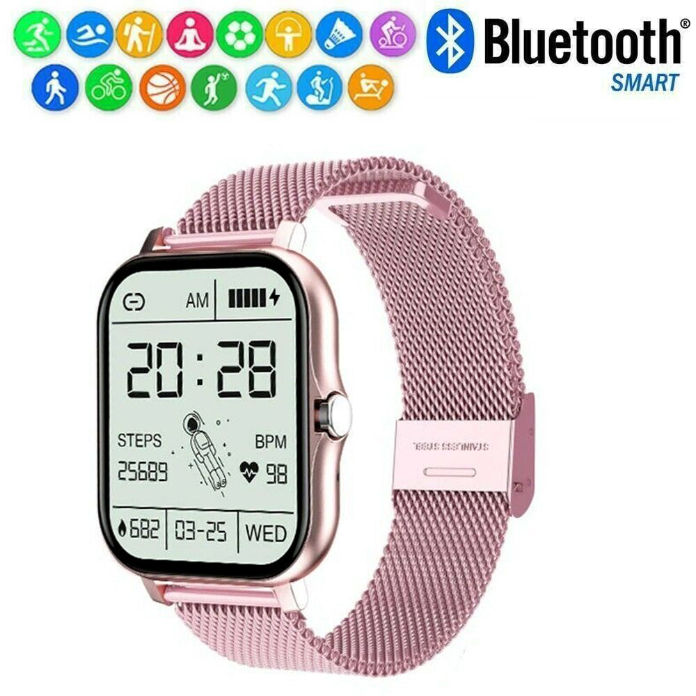 Smart Watch Women Men Heart Rate For iPhone Android Bluetooth-Pink