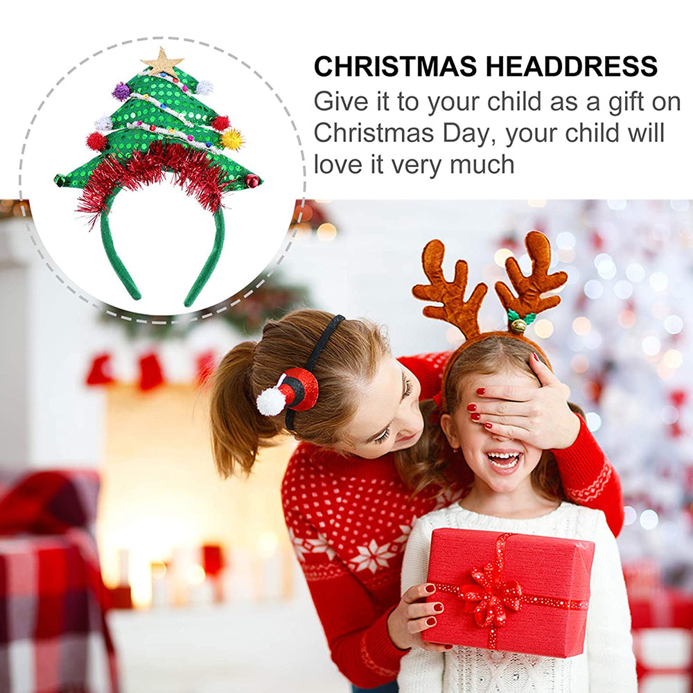 Christmas Headbands Xmas Tree Headwear Light Up Headdress Hair Accessories