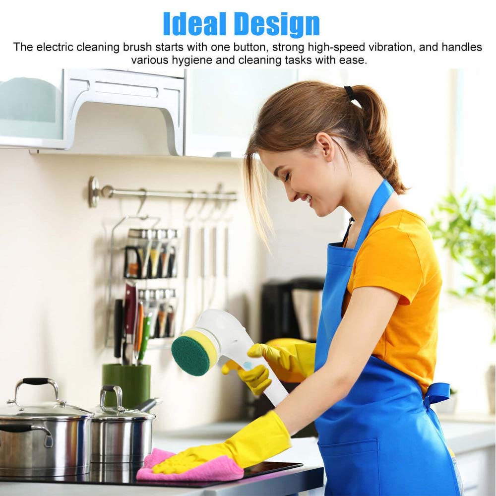 Electric Cordless Cleaning Brush Spin Scrubber Turbo Scrub Cleaner For Bathroom