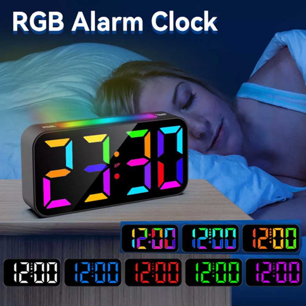Digital Alarm Clock for Heavy Sleeper Bedroom LED Display Night Light w/ Shaker