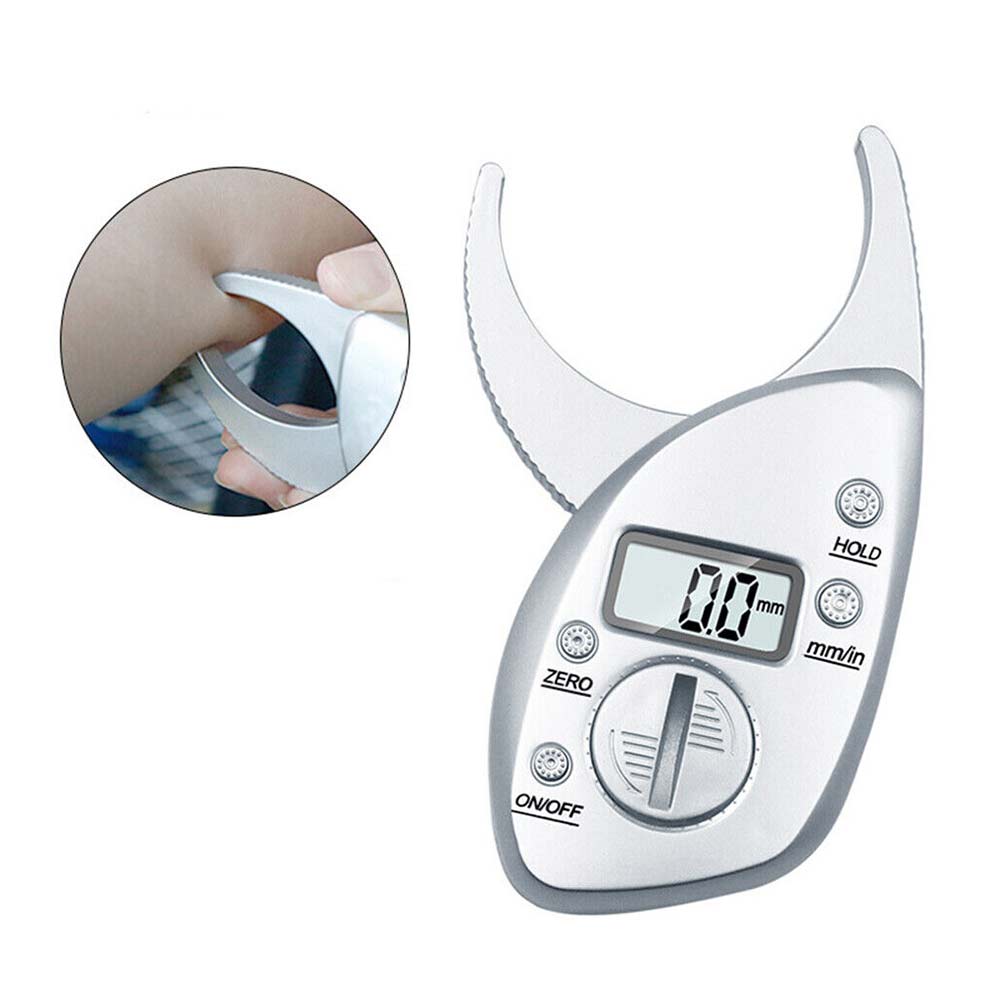 Body Fat Caliper Monitor Electronic Digital Body Fat Analyzer Skin Tester Silver