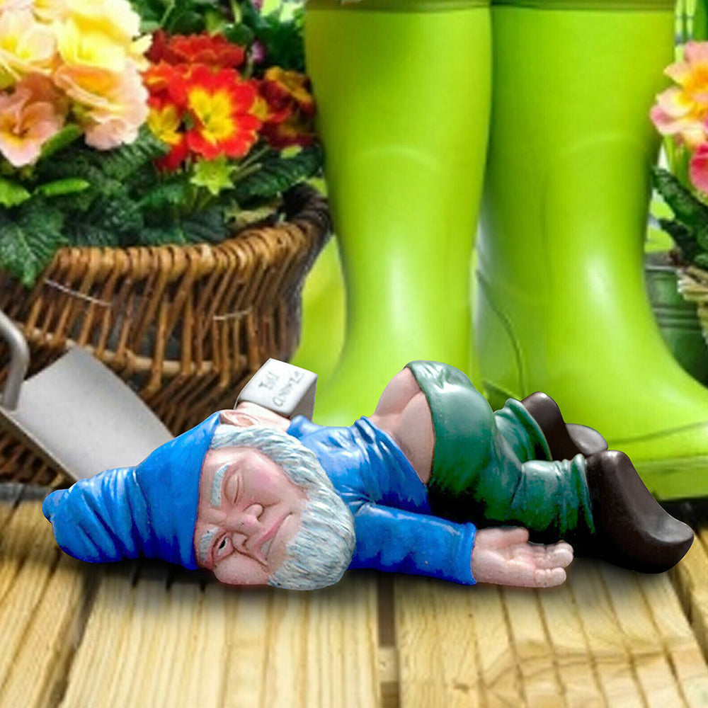 Funny Drunk Dwarf Garden Gnome Decor Yard Patio Ornament Rude Passed Out Statue
