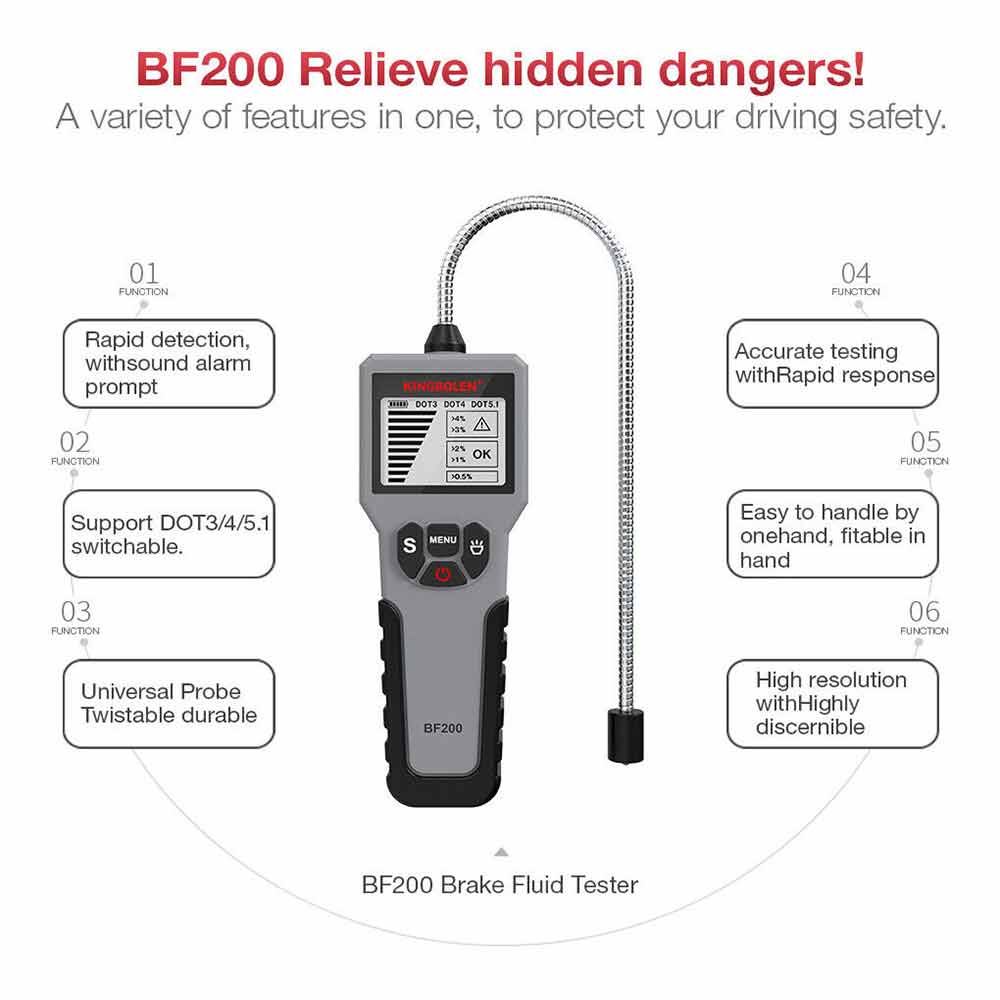Car Brake Fluid Tester Intelligent Brake Fluid Detector for DOT3 DOT4 DOT5.1