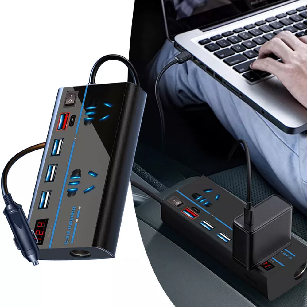 12V to 240V AC Converter 200W Car Power Inverter W/ 4USB Phone Charger Vehicle