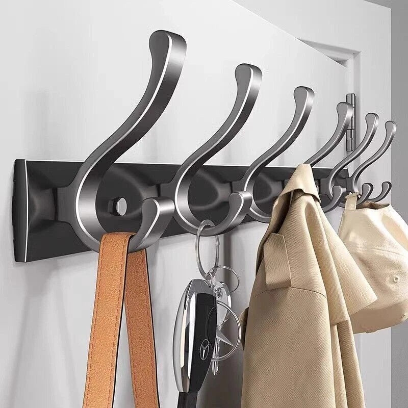 6 Hooks Aluminum Coat Clothes Door Holder Rack Key Hooks Wall Mounted Hanger