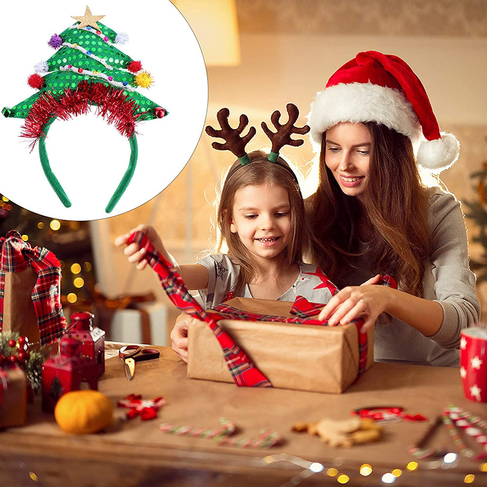 Christmas Headbands Xmas Tree Headwear Light Up Headdress Hair Accessories