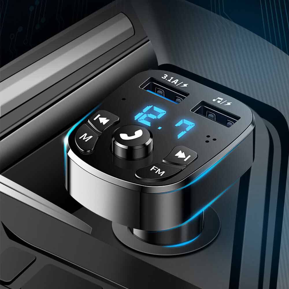 Bluetooth 3.1A Car Wireless FM U-DISK Transmitter Adapter 2USB PD Charger