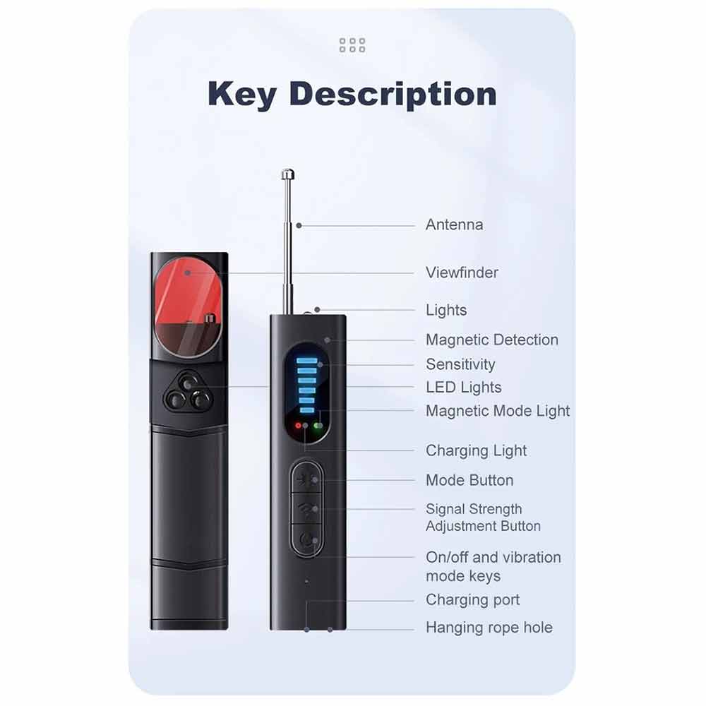 Hidden Camera Detector Anti Spy Bug GPS Tracker Finder Scanner Device Hotel Car