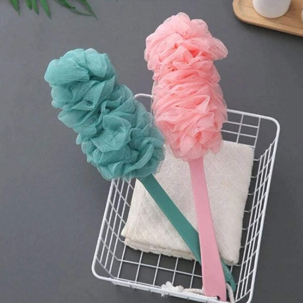 Long Handle Bath Brush Soft Mesh Sponge Back Scrubber Body Puff Shower Loofah