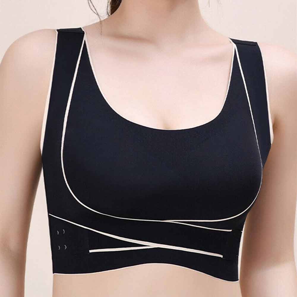 Women Comfy Corset Bra Sport Front Cross Seamless Smooth Liner Side Buckle Bra