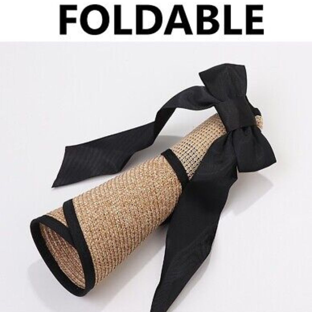 Women Empty Top Breathable Beach Sun Hat Visor Wide Brim Summer Foldable Cap