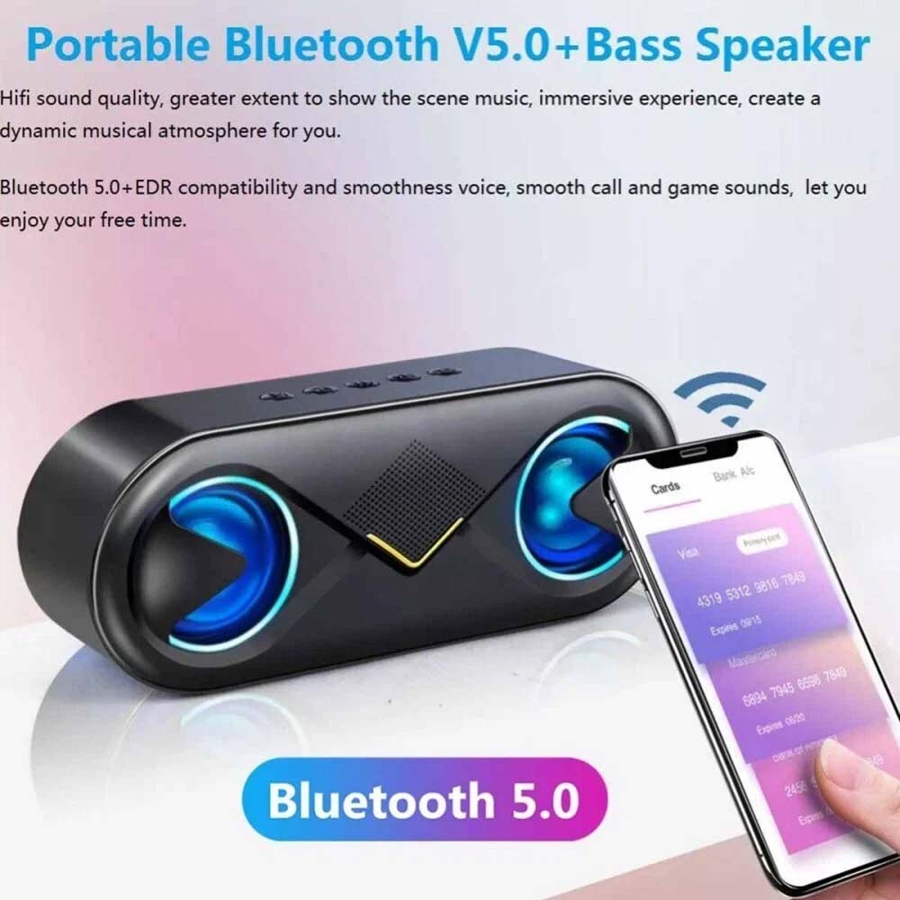High Bass Ultra Loud Bluetooth Speaker - Portable Wireless Outdoor Speaker, Black