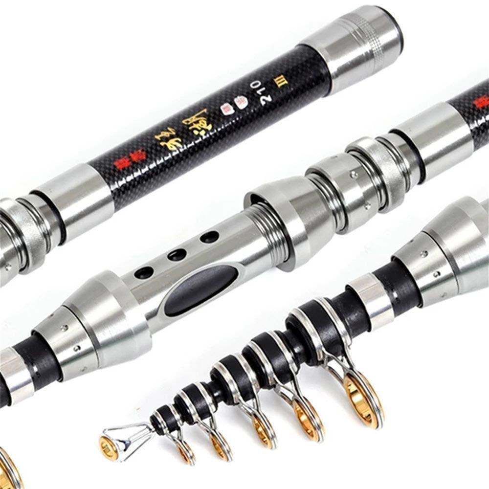 Carbon Fiber Telescopic Fishing Rod Portable Travel Spinning Pole Sea-Freshwater
