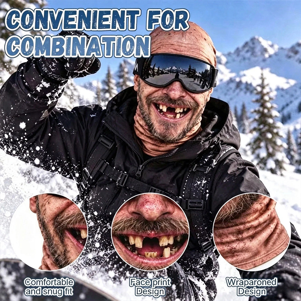 Funny Face Balaclava – 3D Old Man Ski Mask for Motorcycle & Snowboard