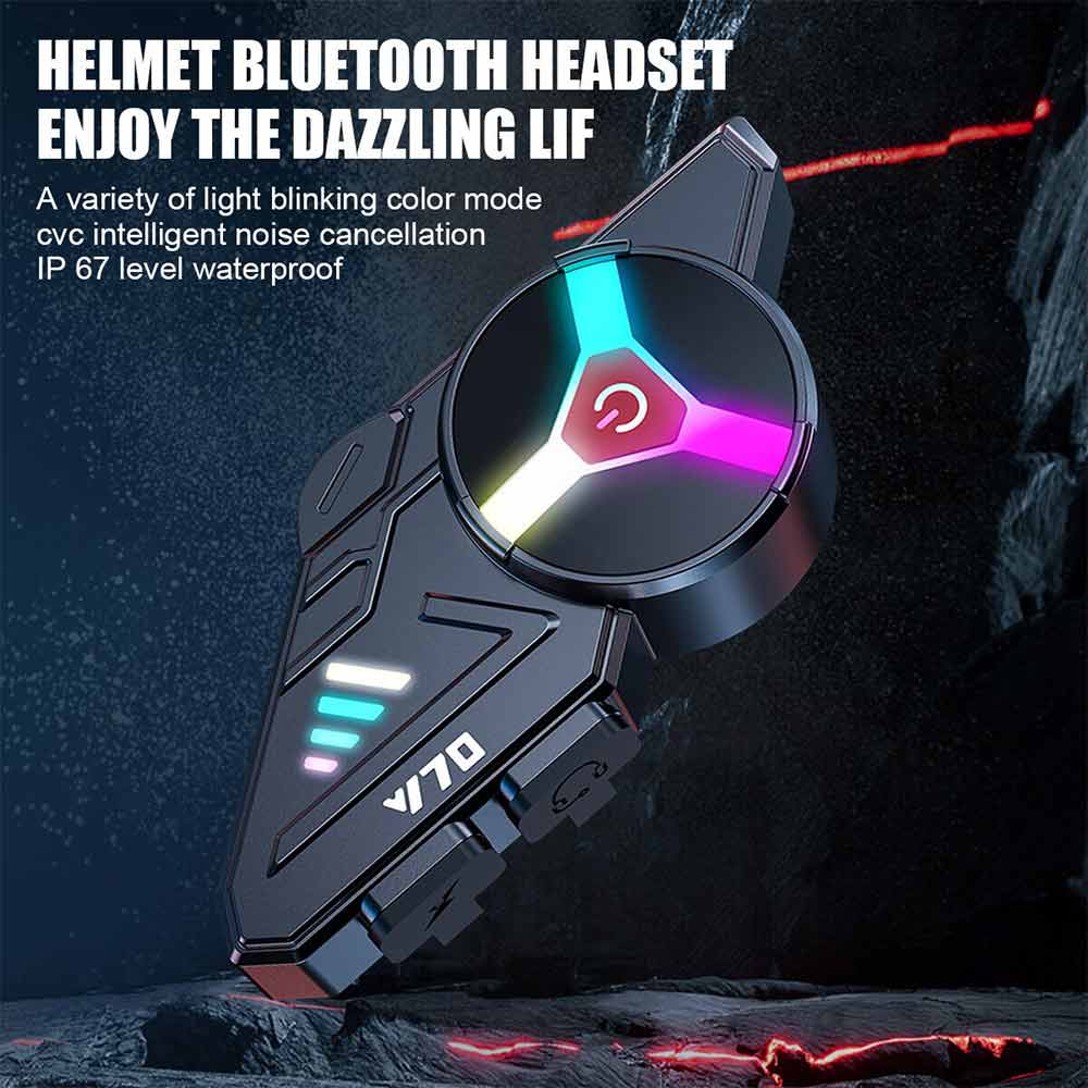LED Bluetooth Motorcycle Helmet Headset Speaker Wireless Motorbike Headphone