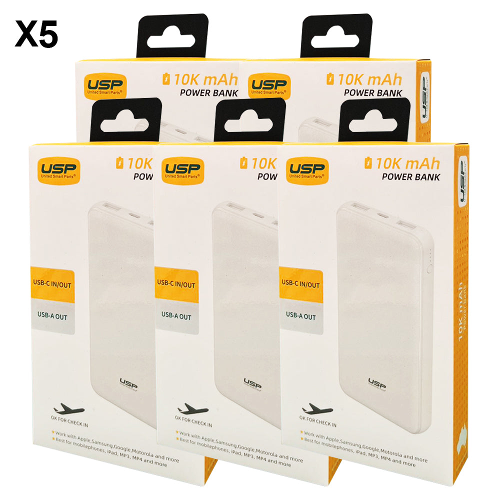 USP Power Bank 10K mAh (10000mAh)with 3 USB Outputs White
