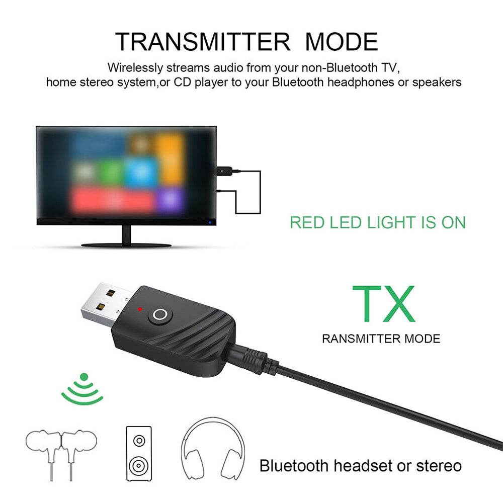 Wireless Bluetooth5.0 Adapter AUX Audio Stereo Receiver Music Speaker Transmitter